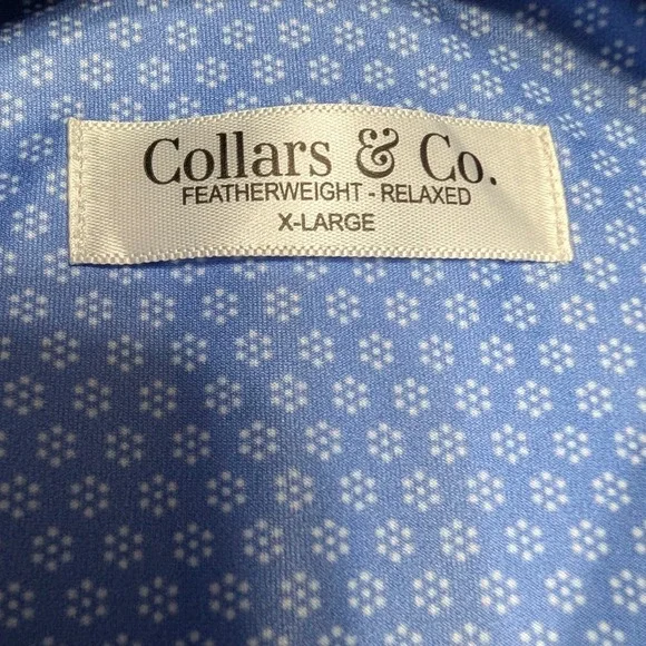 Collars & Co Featherweight Dress Collar Blue Grove Flex Polo Shirt XL Relaxed - Picture 3 of 11